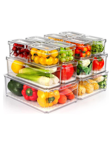 14 Contenedores Organizadores de Refrigerador Sin BPA