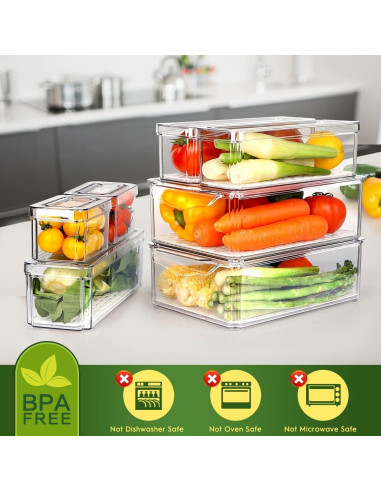 14 Contenedores Organizadores de Refrigerador Sin BPA