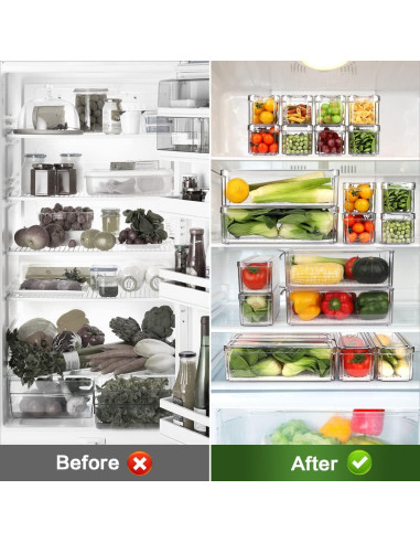 14 Contenedores Organizadores de Refrigerador Sin BPA