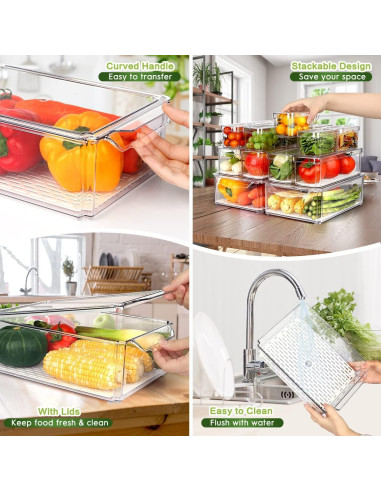 14 Contenedores Organizadores de Refrigerador Sin BPA