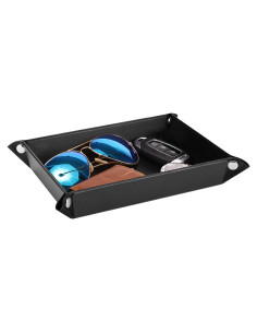 Bandeja Valet Luxspire de Cuero PU Negra - Mediana
