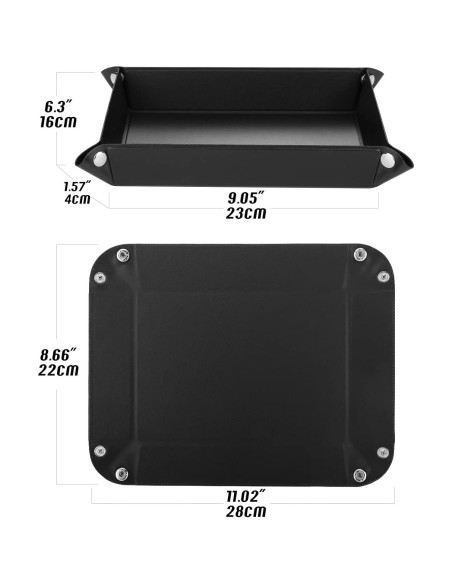 Bandeja Valet Luxspire de Cuero PU Negra - Mediana
