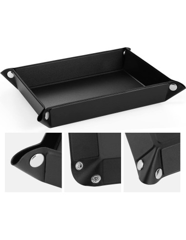 Bandeja Valet Luxspire de Cuero PU Negra - Mediana