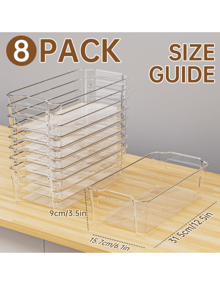 Paquete de 8 Organizadores Transparentes para Refrigerador 31.75 cm Paquete de 8 Organizadores Transparentes para Refrigerador 31.75 cm