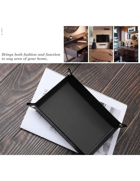 Bandeja Valet Luxspire de Cuero PU Negra - Mediana