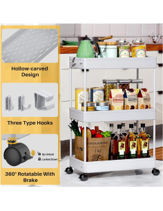 Carro de Almacenamiento Rodante SPACEKEEPER 3 Niveles Gris 2