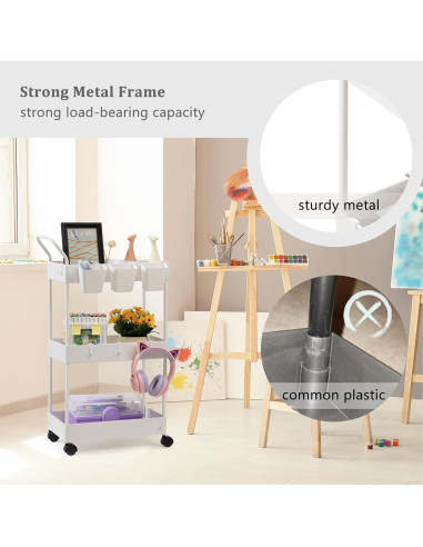 Carro de Almacenamiento danpinera 3 Niveles Blanco