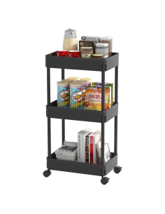 Carro de Almacenamiento Rodante Sooyee 3 Niveles Negro