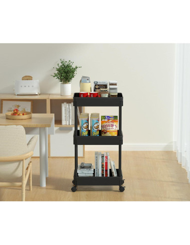 Carro de Almacenamiento Rodante Sooyee 3 Niveles Negro