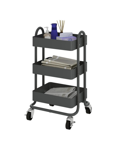 Carro de Almacenamiento Rodante 3 Niveles Elitehouse Gris