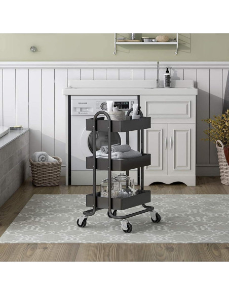 Carro de Almacenamiento Rodante 3 Niveles Elitehouse Gris