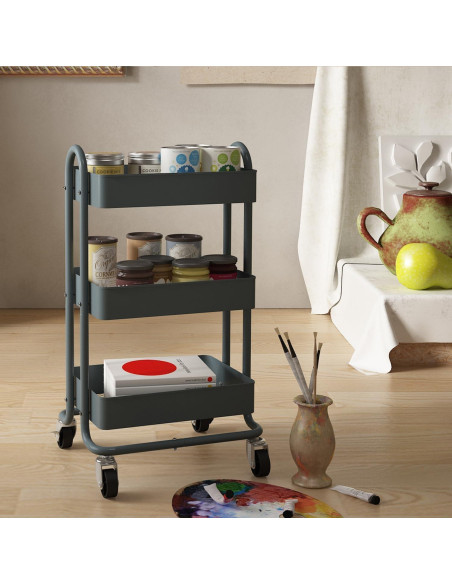 Carro de Almacenamiento Rodante 3 Niveles Elitehouse Gris