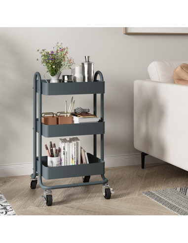 Carro de Almacenamiento Rodante 3 Niveles Elitehouse Gris