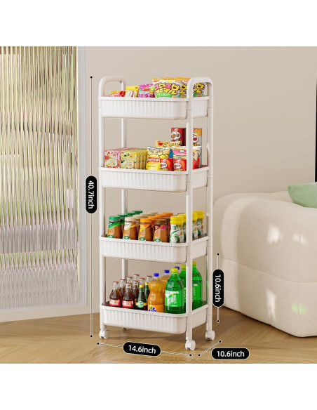 Carro Rodante JOYZAN 4 Niveles Blanco Almacenamiento Carro Rodante JOYZAN 4 Niveles Blanco Almacenamiento