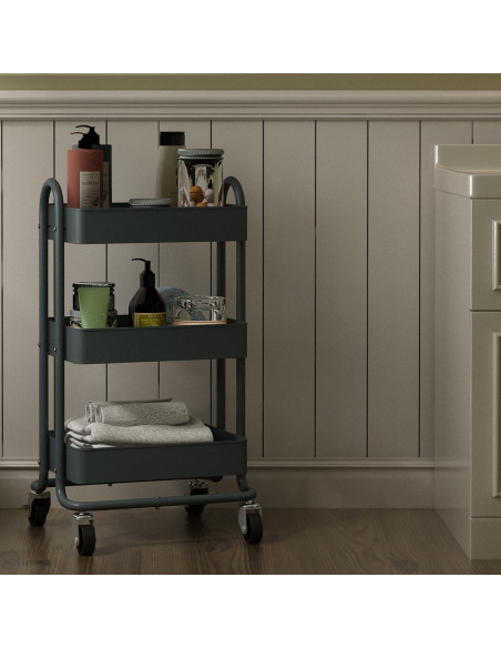 Carro de Almacenamiento Rodante 3 Niveles Elitehouse Gris