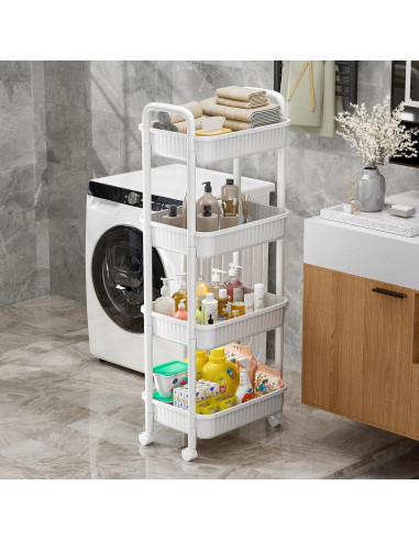 Carro Rodante JOYZAN 4 Niveles Blanco Almacenamiento