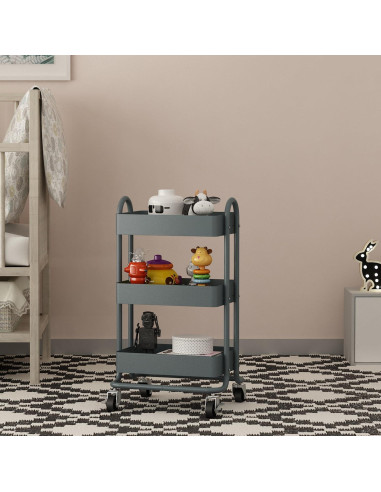 Carro de Almacenamiento Rodante 3 Niveles Elitehouse Gris