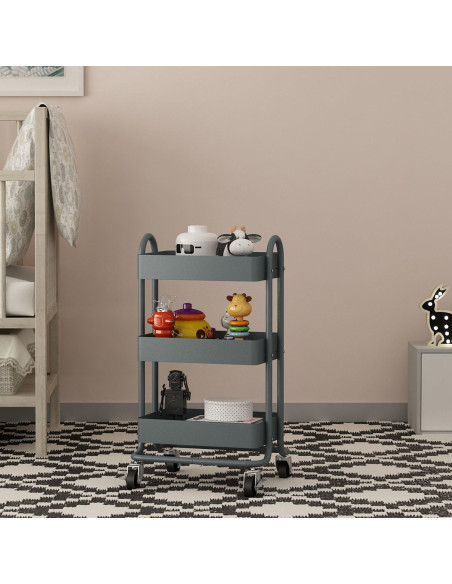 Carro de Almacenamiento Rodante 3 Niveles Elitehouse Gris