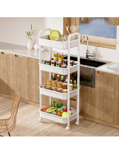 Carro Rodante JOYZAN 4 Niveles Blanco Almacenamiento