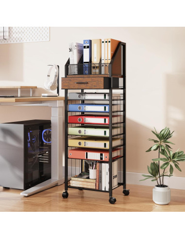 Carro de Archivos Rodante SWTYMIKI 9 Niveles Espresso