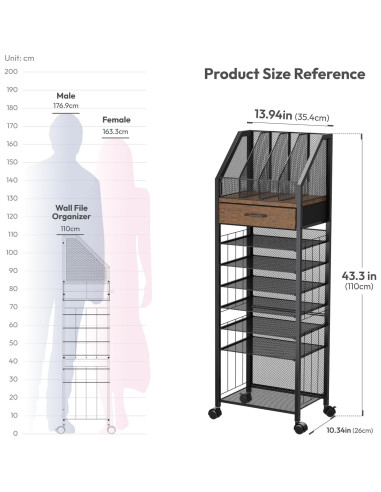Carro de Archivos Rodante SWTYMIKI 9 Niveles Espresso