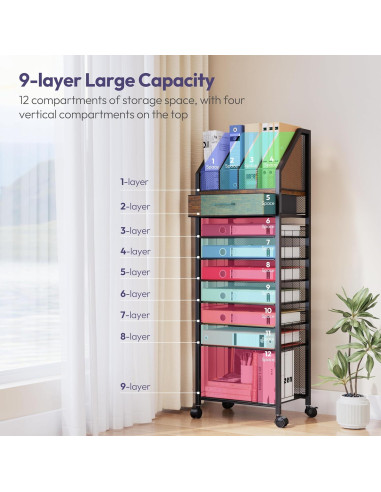 Carro de Archivos Rodante SWTYMIKI 9 Niveles Espresso