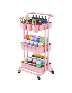 Carro Rodante de 3 Niveles Pipishell Rosa con Ruedas