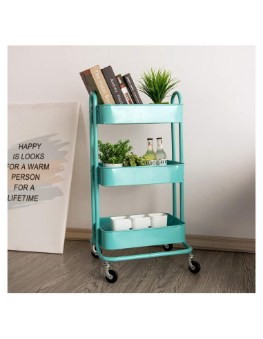 Carro de Almacenamiento Rodante Metal 3 Niveles Bestmart Azul