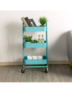 Carro de Almacenamiento Rodante Metal 3 Niveles Bestmart Azul 2