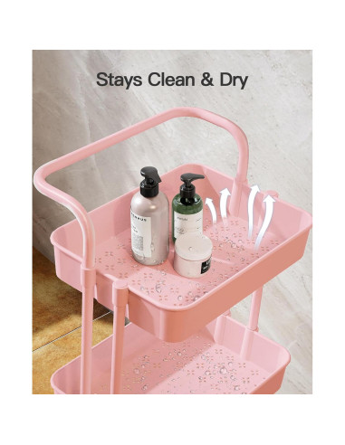 Carro Rodante de 3 Niveles Pipishell Rosa con Ruedas