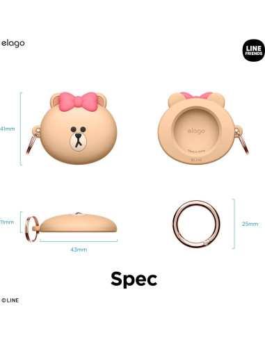 Funda de Silicona elago LINE Friends para Apple AirTag Choco