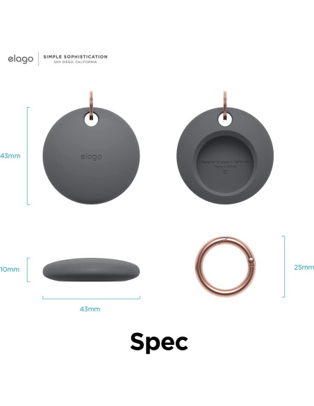Funda Básica elago para AirTag - Silicona Gris Oscuro