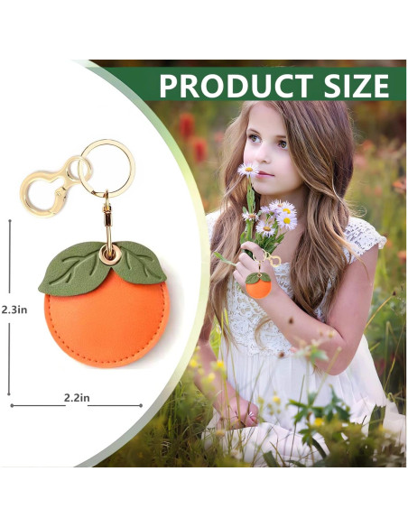 Funda de llavero de cuero BORKUANA para AirTag - Caqui