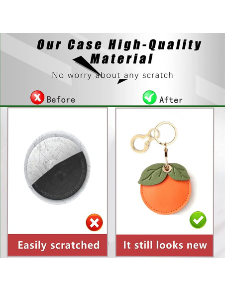 Funda de llavero de cuero BORKUANA para AirTag - Caqui