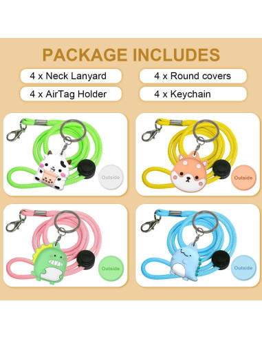 Paquete de 4 fundas protectoras para AirTag BIQIRE