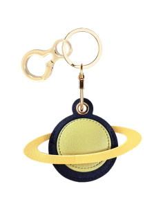 Funda de cuero PU BORKUANA para AirTag Planeta Azul Amarillo