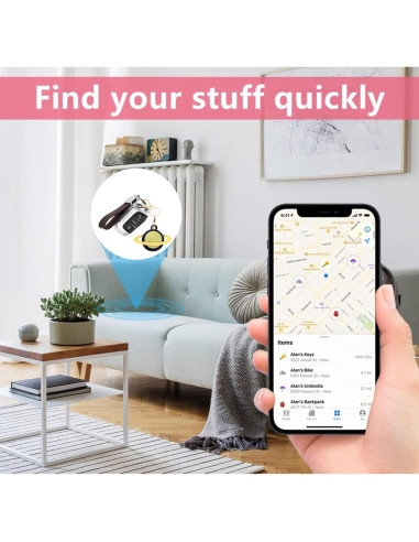 Funda de cuero PU BORKUANA para AirTag Planeta Azul Amarillo