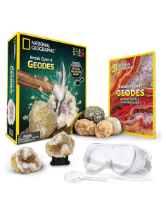 Kit de Ciencia National Geographic - Rompe 4 Geodas con Cristales