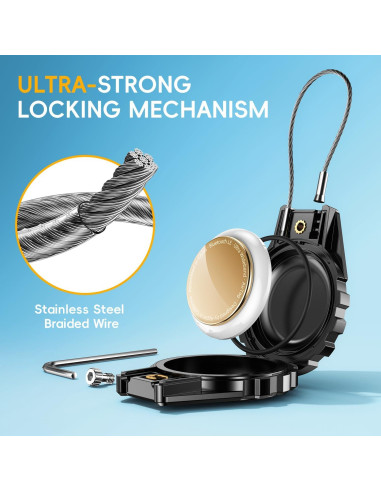 Soporte para llavero Airtag JEANUE 4 Pack Negro Impermeable