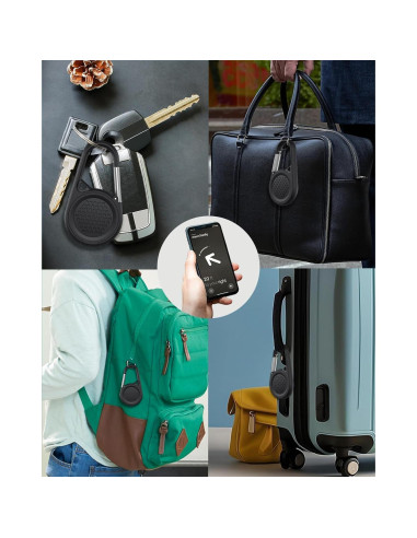 Soporte Airtag SCALLOP Negro con Mosquetón Impermeable