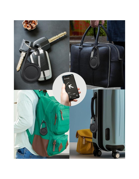 Soporte Airtag SCALLOP Negro con Mosquetón Impermeable Soporte Airtag SCALLOP Negro con Mosquetón Impermeable