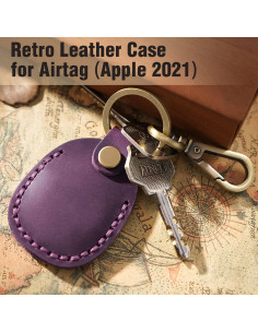 2 Fundas de Cuero Genuino Q1T5 para AirTag 2021 Morado 2