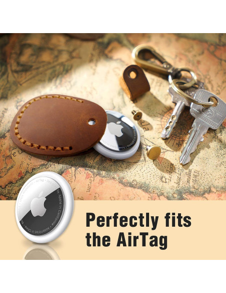 2 Fundas de Cuero Genuino Q1T5 para AirTag 2021 Morado 2 Fundas de Cuero Genuino Q1T5 para AirTag 2021 Morado