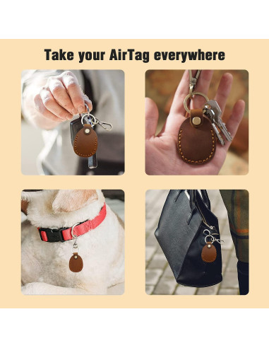 2 Fundas de Cuero Genuino Q1T5 para AirTag 2021 Morado