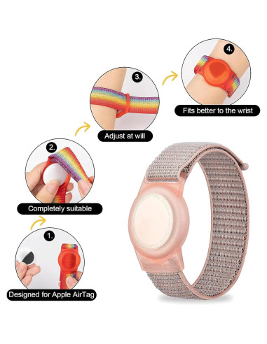 Paquete 2 Pulseras Protectores AirTag Nylon Yiurcy Azul Rosa
