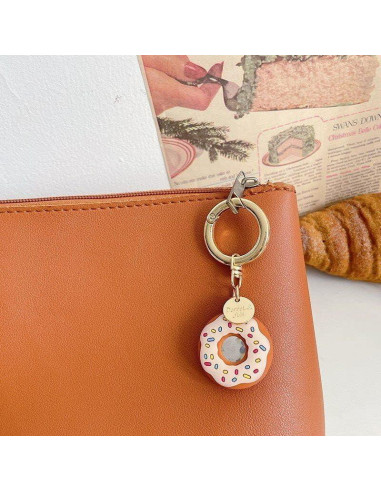 Funda de Silicona para AirTag 2 Pack Donut Beige y Rosa