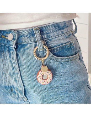 Funda de Silicona para AirTag 2 Pack Donut Beige y Rosa