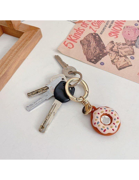 Funda de Silicona para AirTag 2 Pack Donut Beige y Rosa