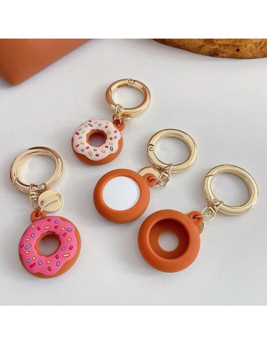 Funda de Silicona para AirTag 2 Pack Donut Beige y Rosa