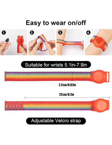 Pulsera Ajustable Nylon Qonuiy para AirTag Niños Arcoíris